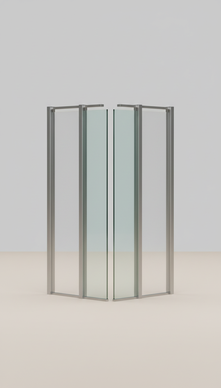 Minimalist Glass Partition With Brushed Metal Fittings